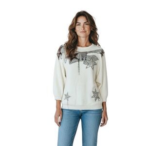 Vintage 80’s Western Metallic Embellished Sweater Womens Size Medium